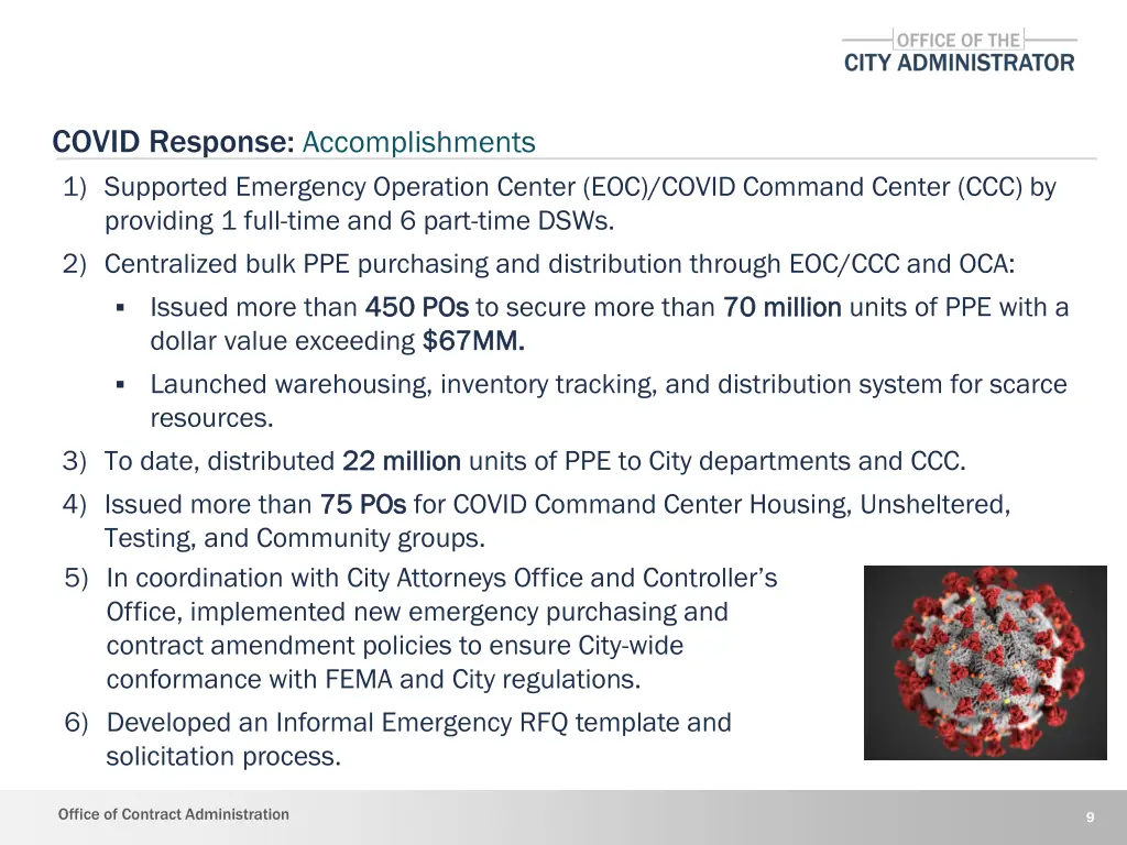 covid response accomplishments 1 supported