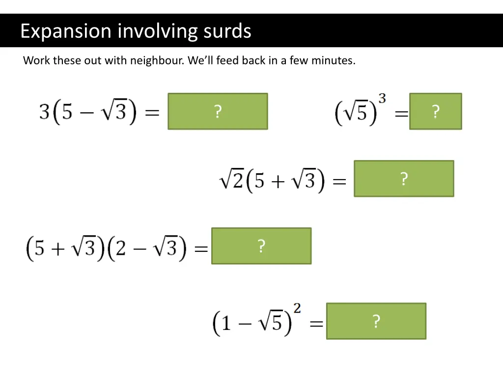 expansion involving surds