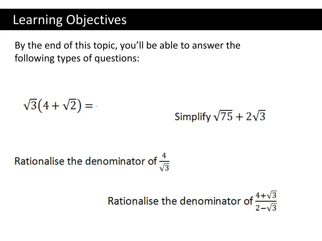 learning objectives