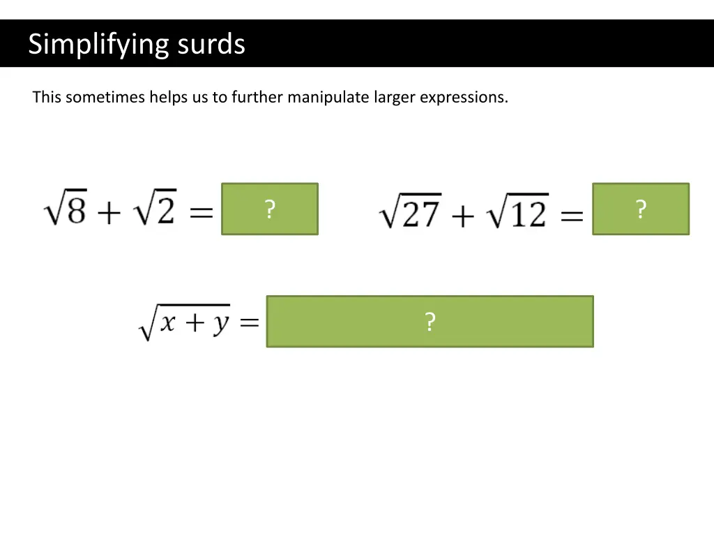 simplifying surds 1