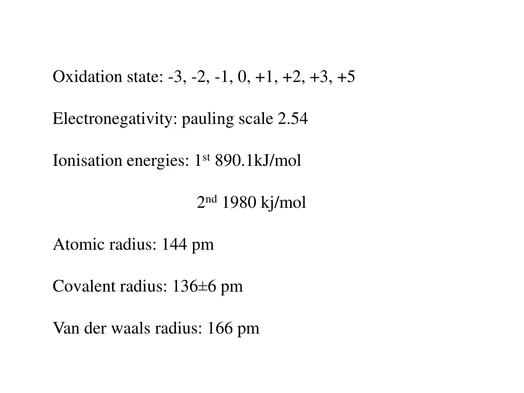 oxidation state 3 2 1 0 1 2 3 5