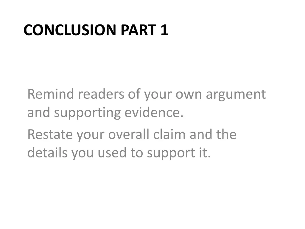 conclusion part 1