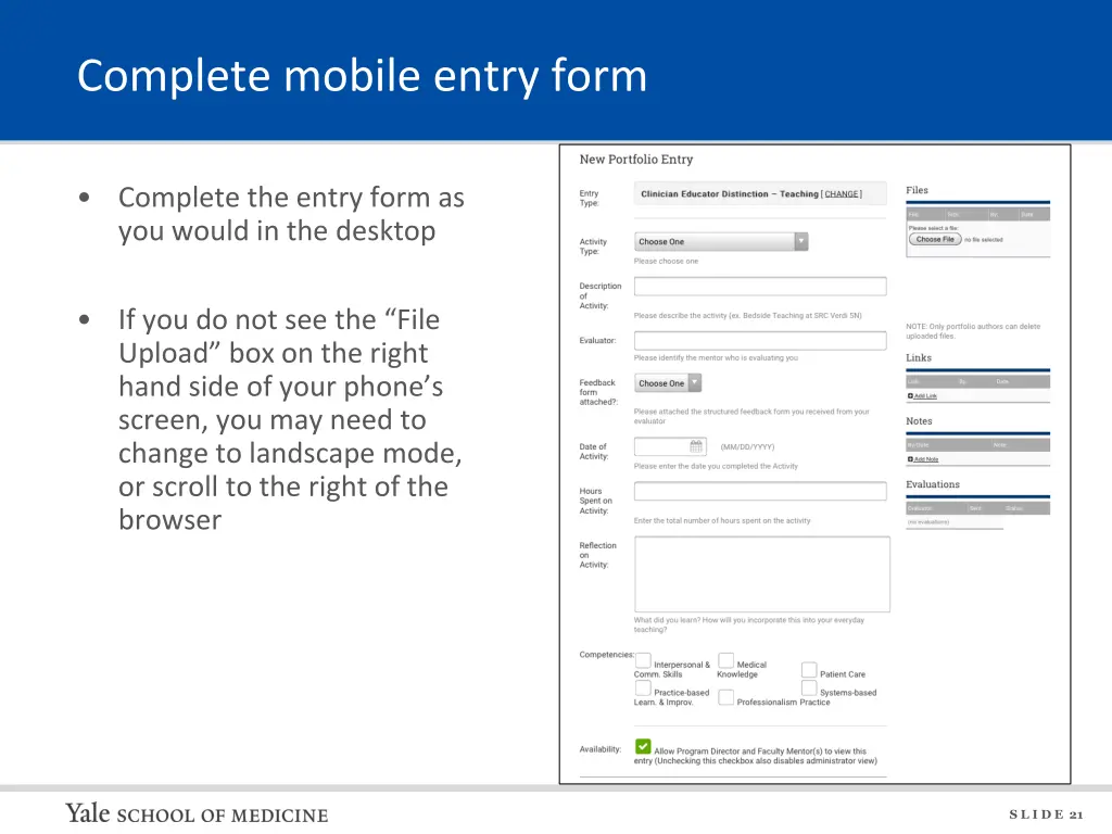 complete mobile entry form