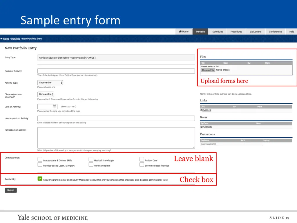sample entry form