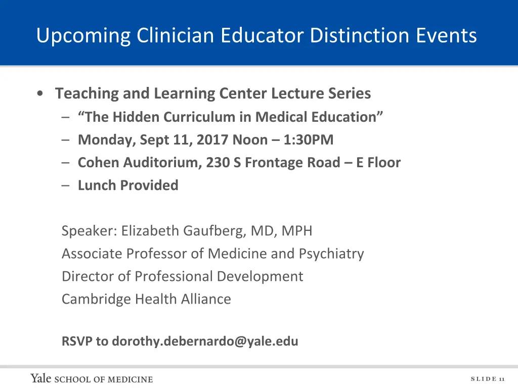 upcoming clinician educator distinction events