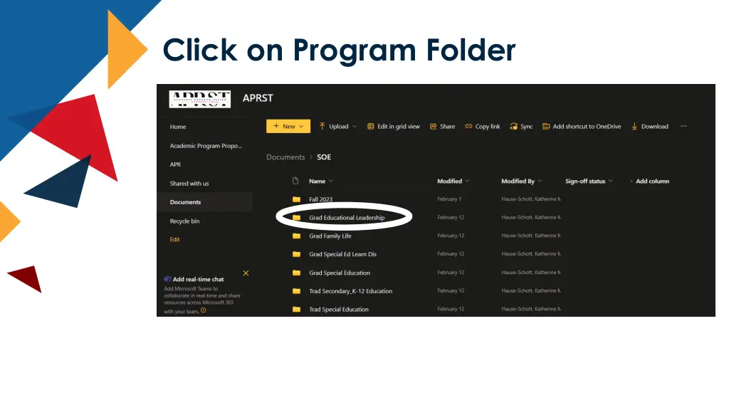 click on program folder