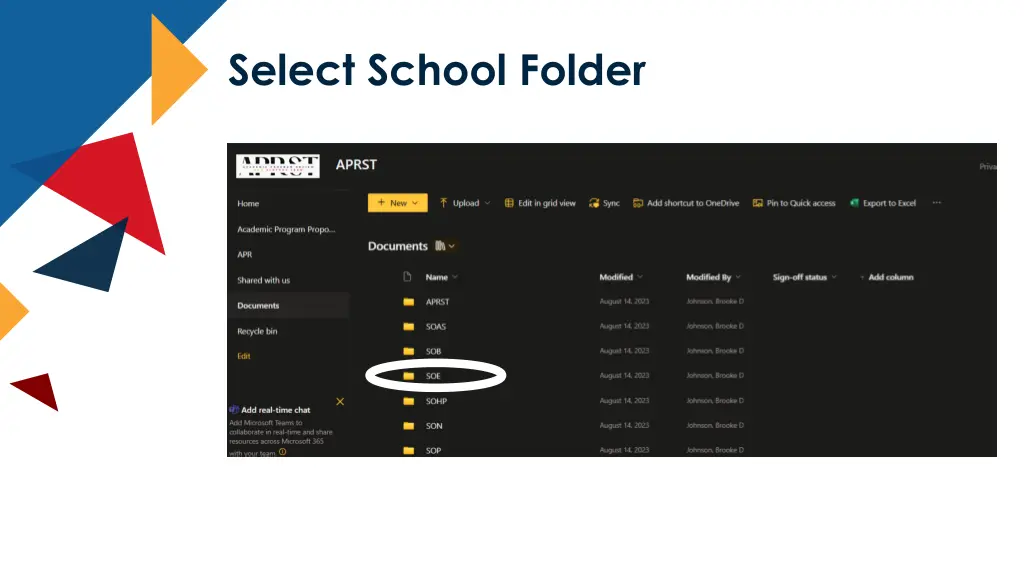 select school folder