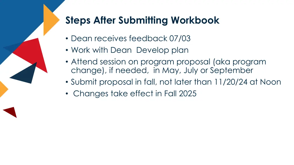 steps after submitting workbook