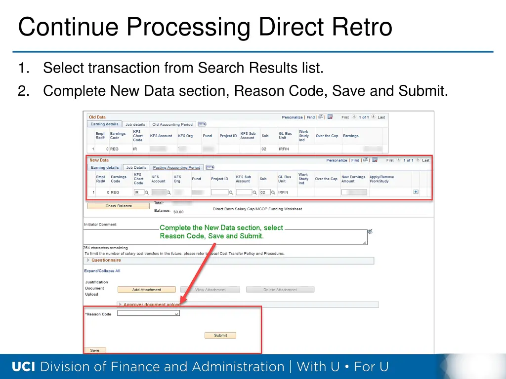 continue processing direct retro