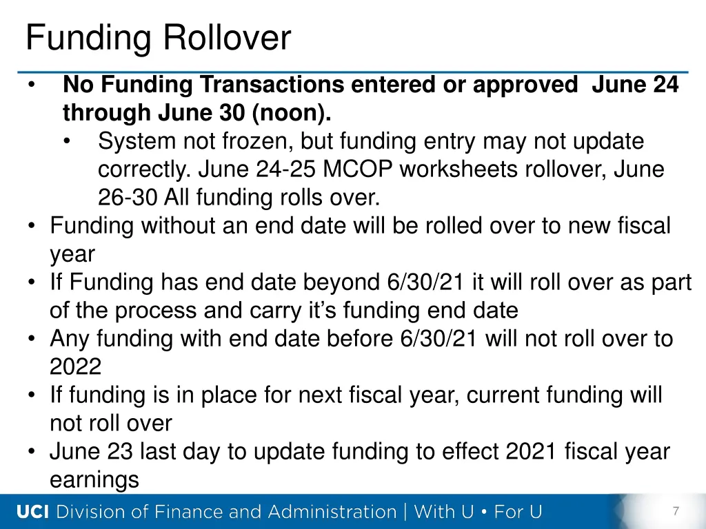 funding rollover