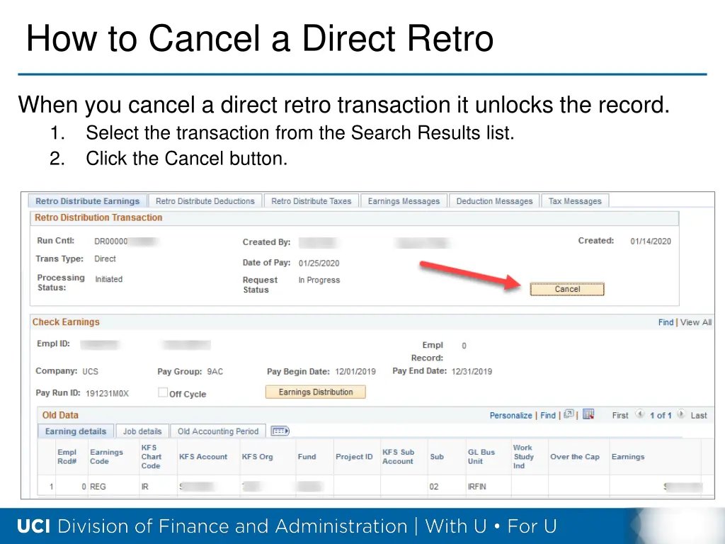 how to cancel a direct retro
