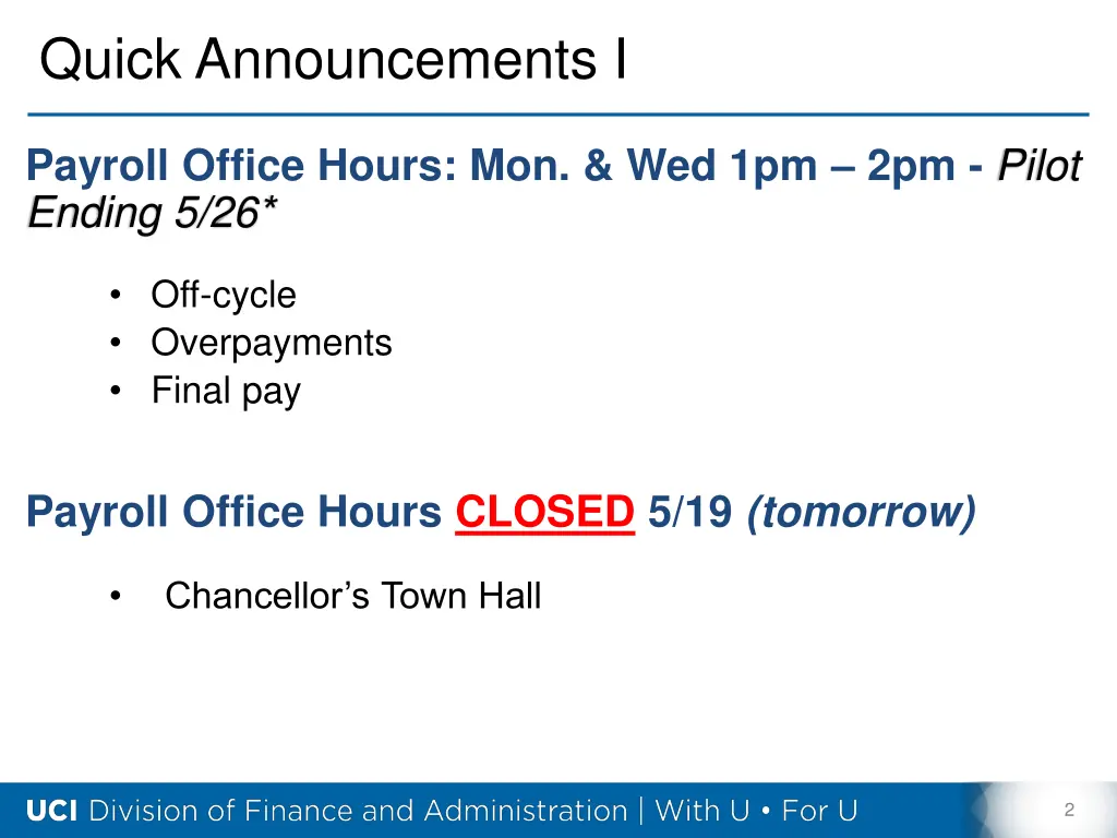 quick announcements i