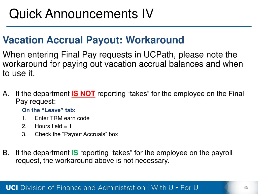 quick announcements iv