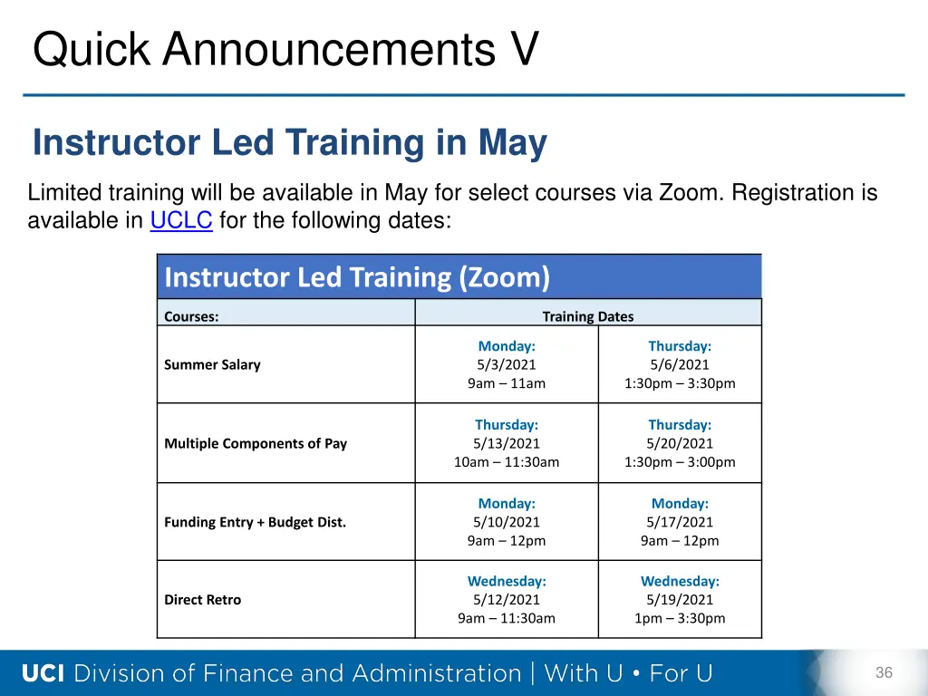 quick announcements v
