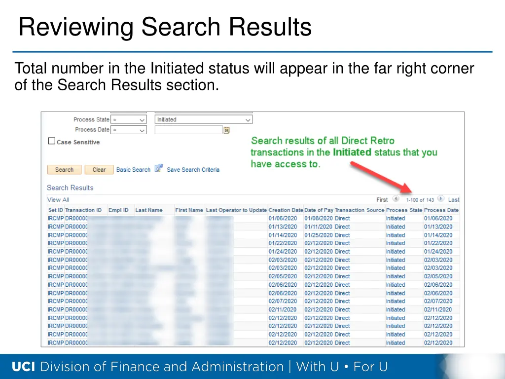 reviewing search results