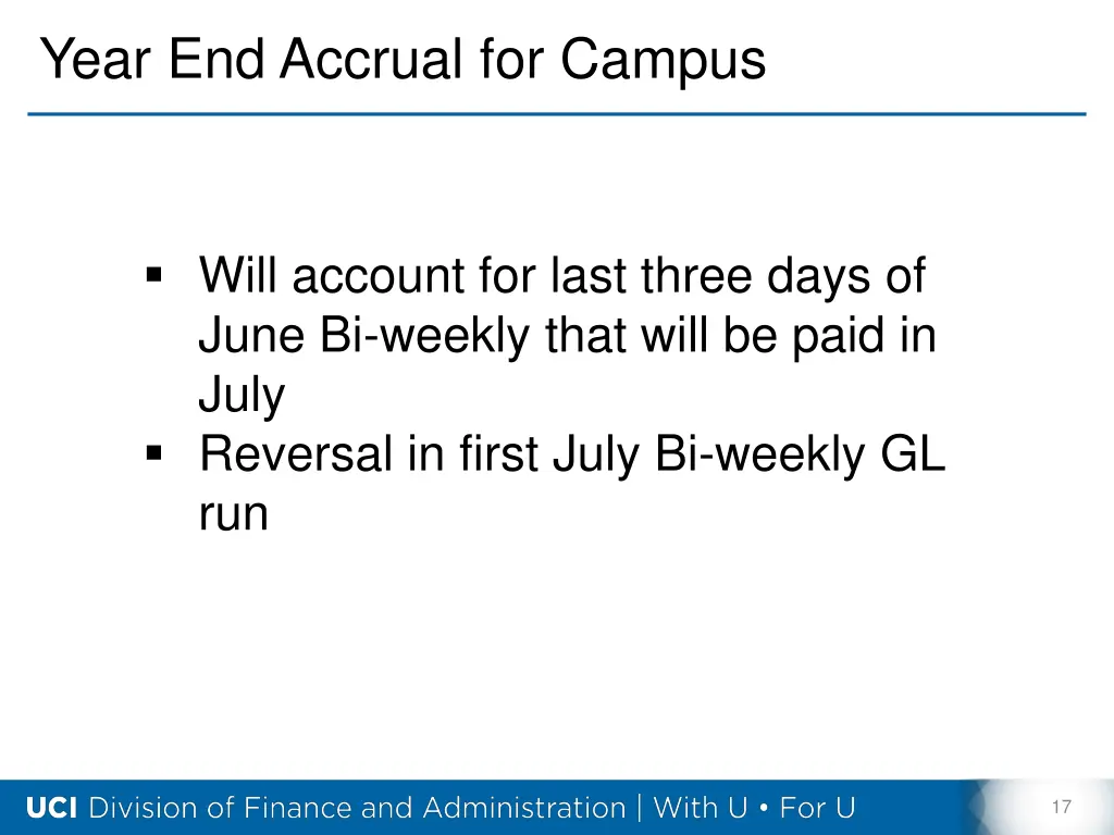 year end accrual for campus