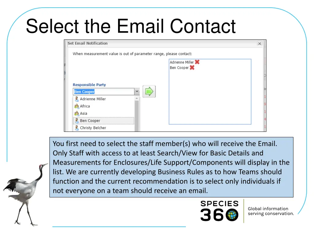 select the email contact