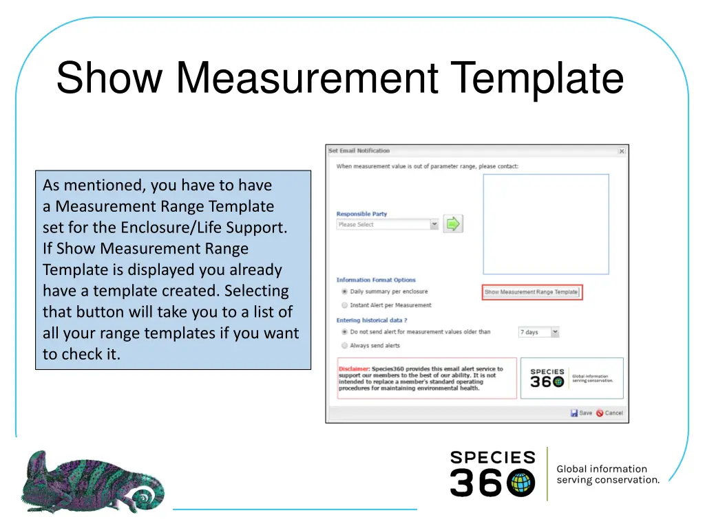 show measurement template