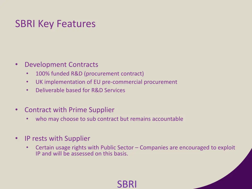 sbri key features