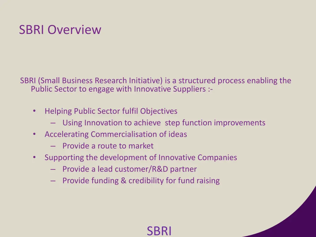 sbri overview