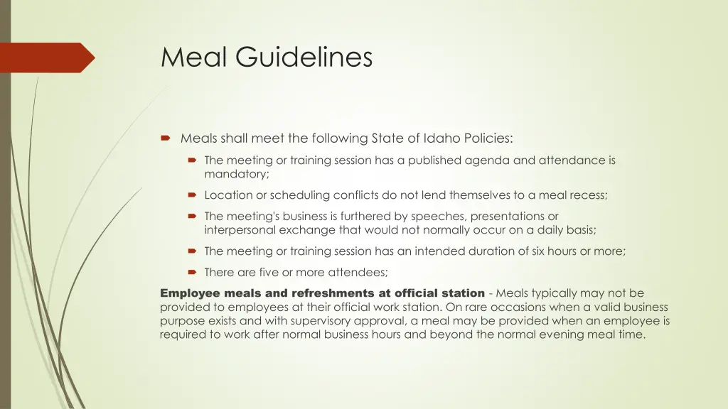meal guidelines