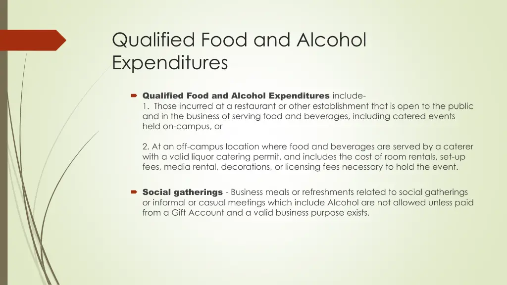 qualified food and alcohol expenditures