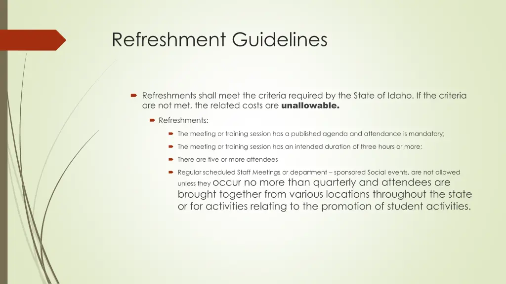 refreshment guidelines