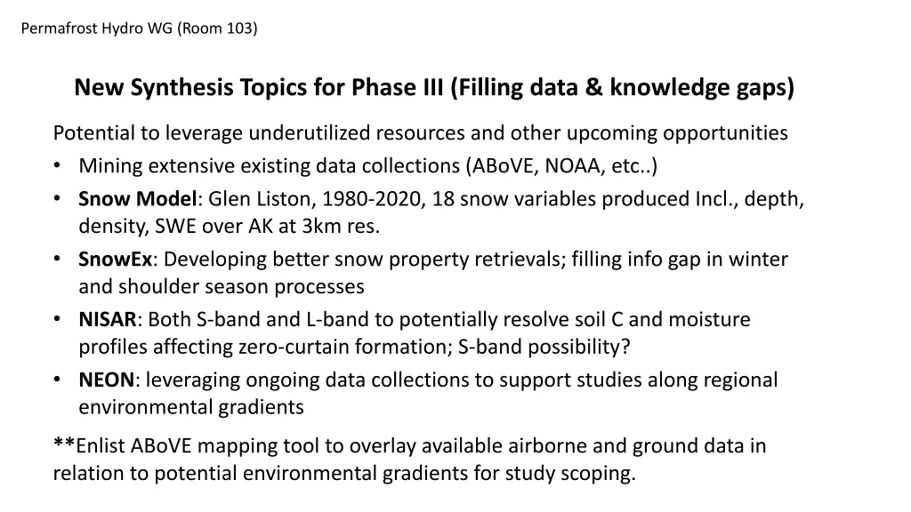 permafrost hydro wg room 103