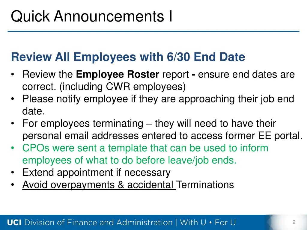 quick announcements i