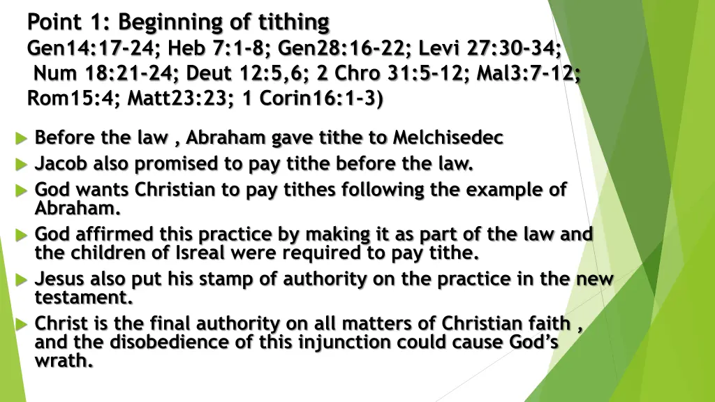 point 1 beginning of tithing gen14