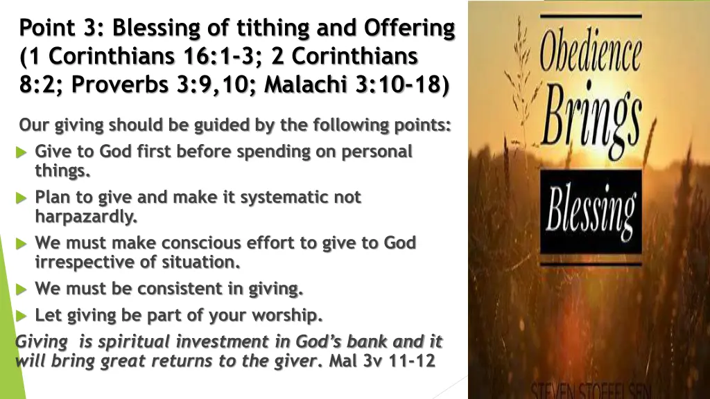 point 3 blessing of tithing and offering