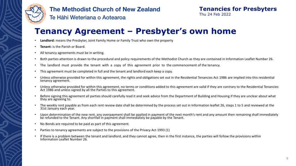 tenancies for presbyters thu 24 feb 2022 8