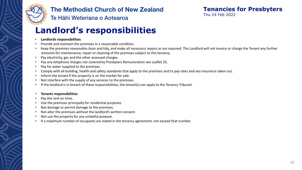 tenancies for presbyters thu 24 feb 2022 9
