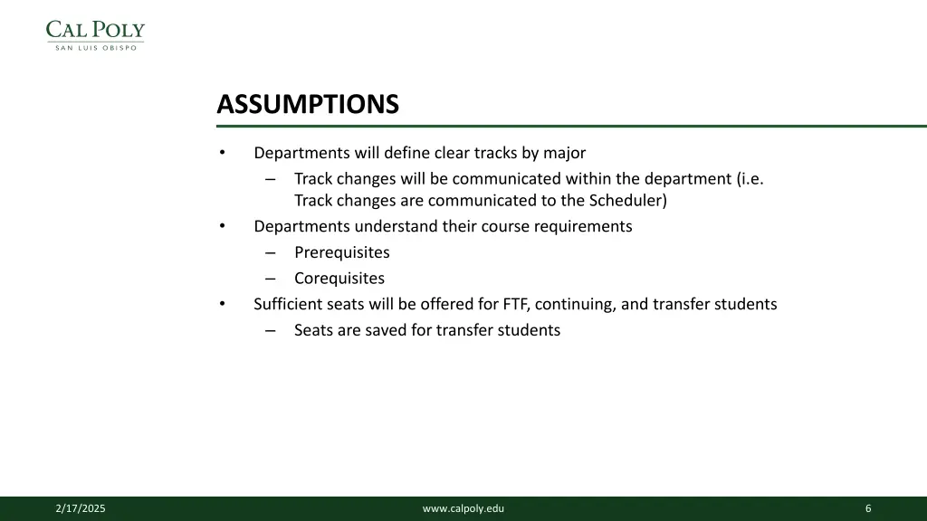 assumptions