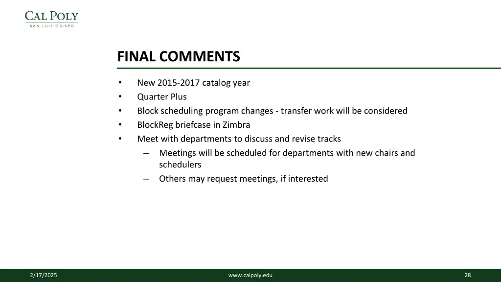 final comments