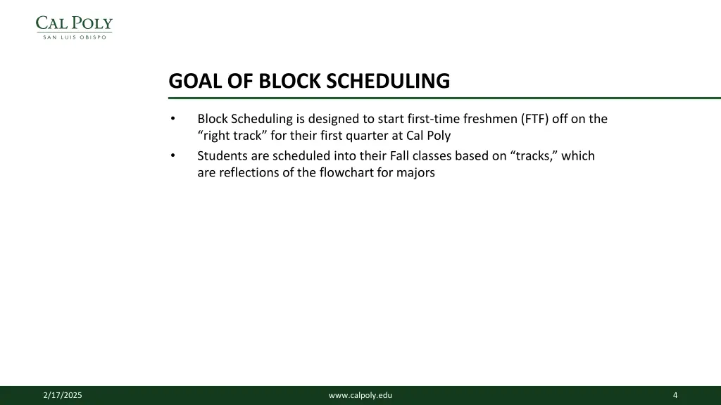 goal of block scheduling