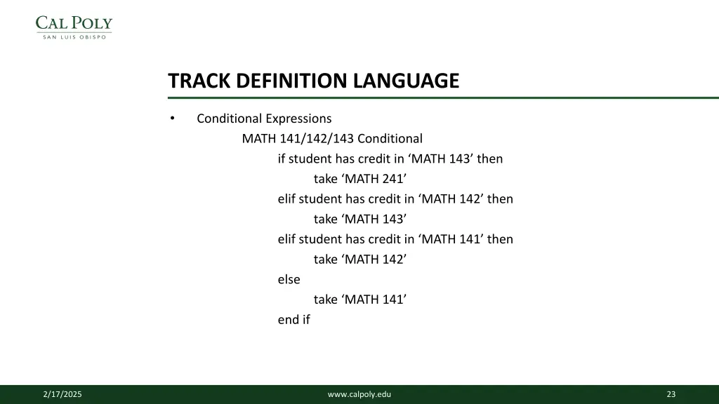 track definition language 2