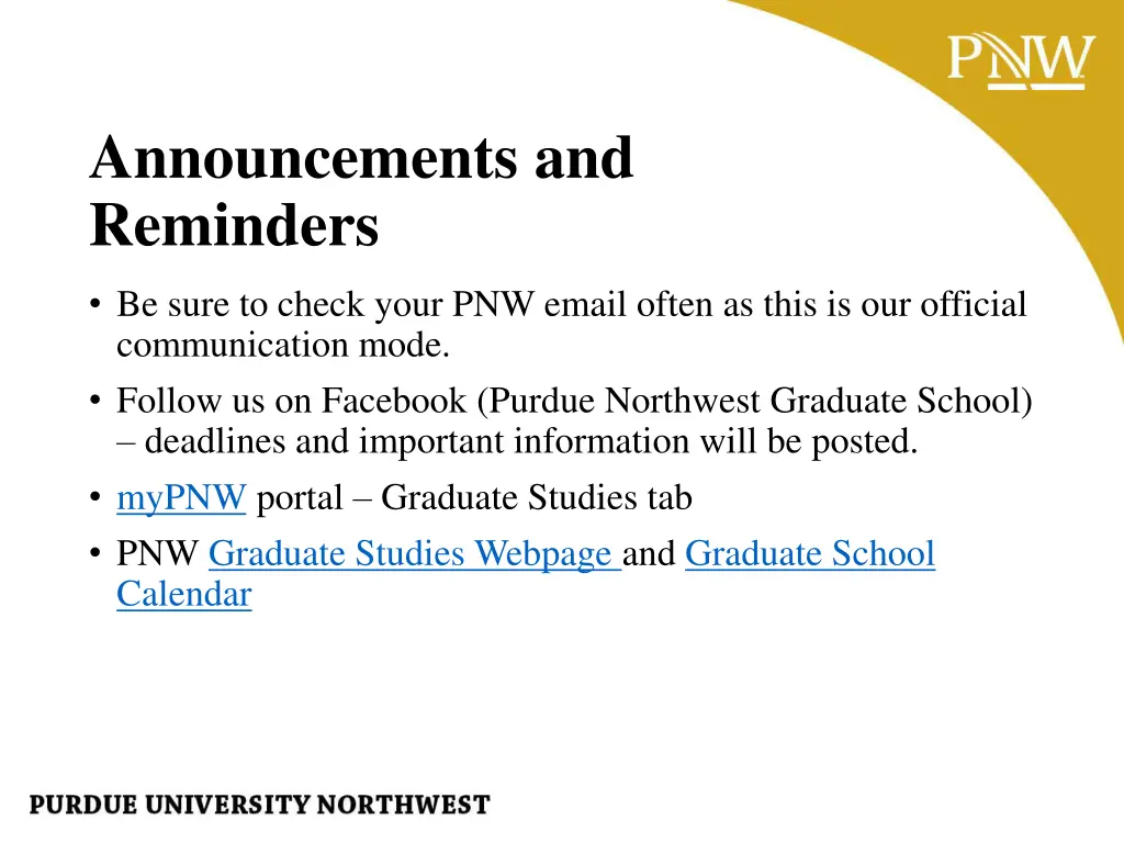 announcements and reminders