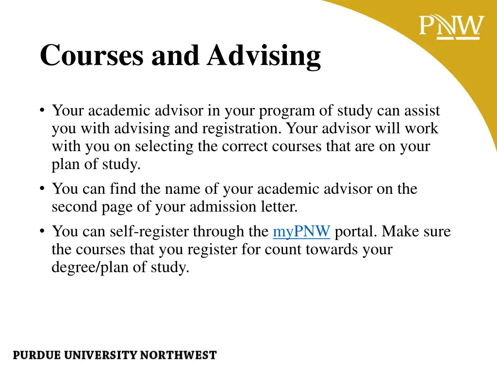 courses and advising