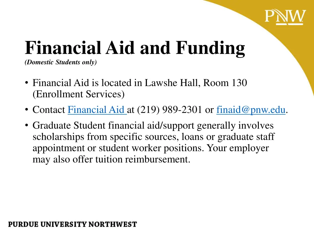 financial aid and funding domestic students only
