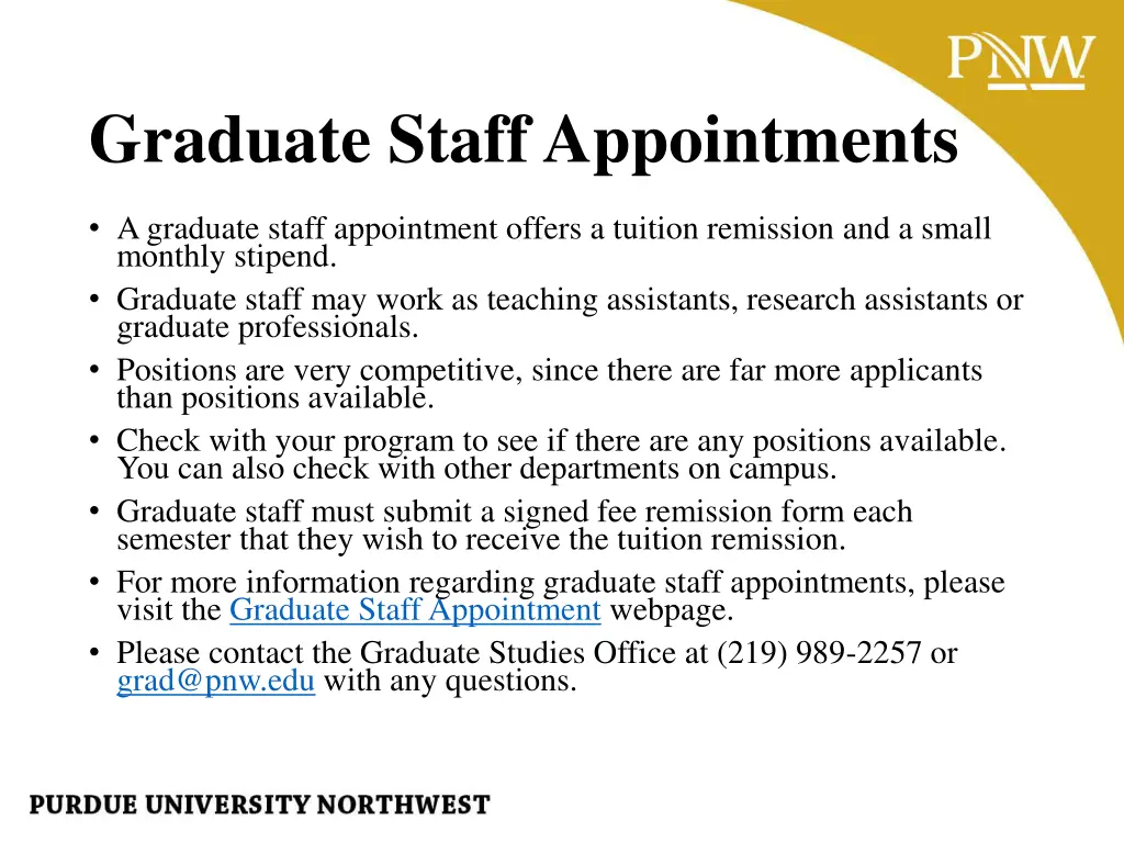 graduate staff appointments