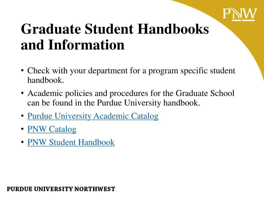 graduate student handbooks and information