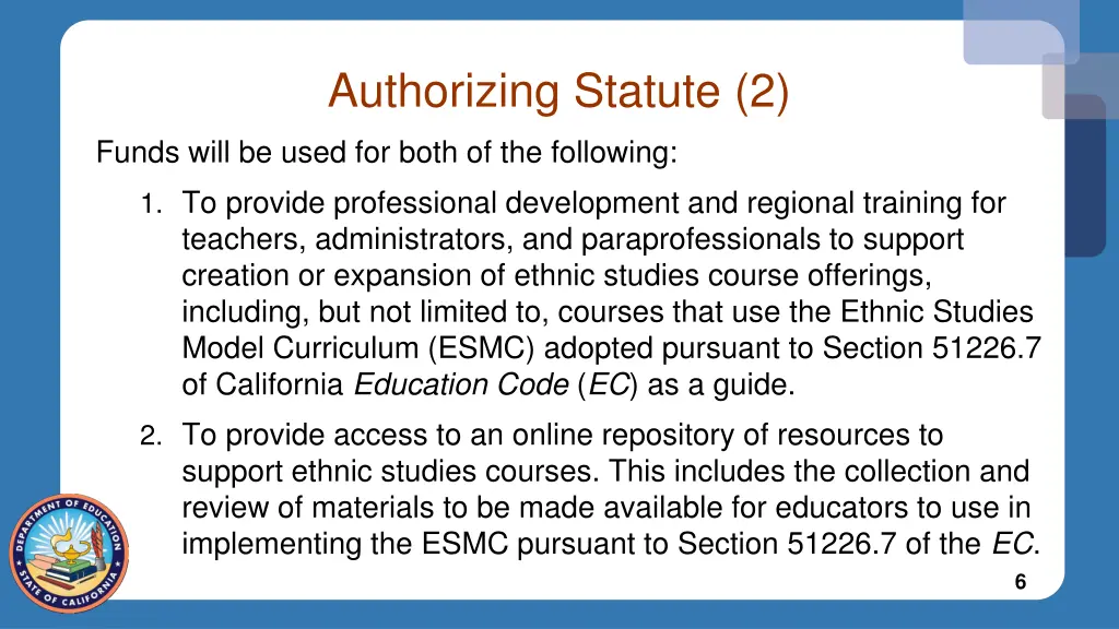 authorizing statute 2