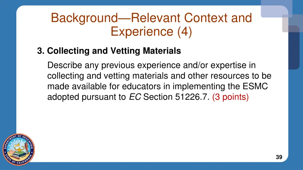 background relevant context and experience 4