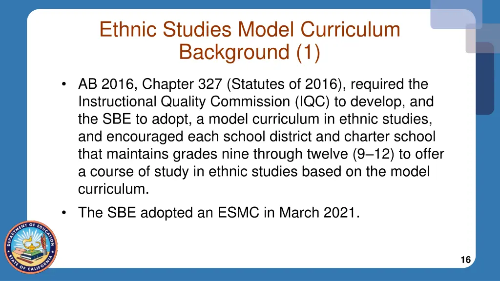 ethnic studies model curriculum background 1