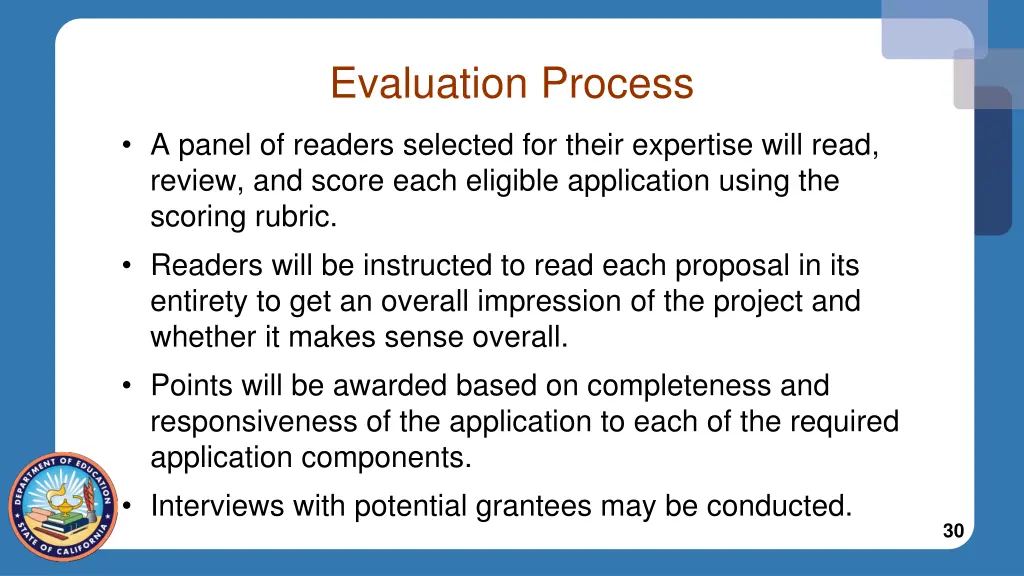 evaluation process