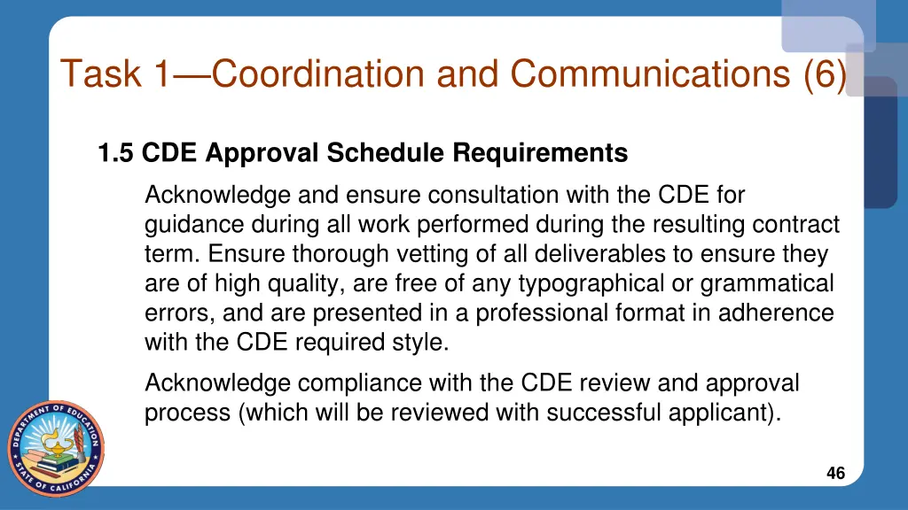 task 1 coordination and communications 6