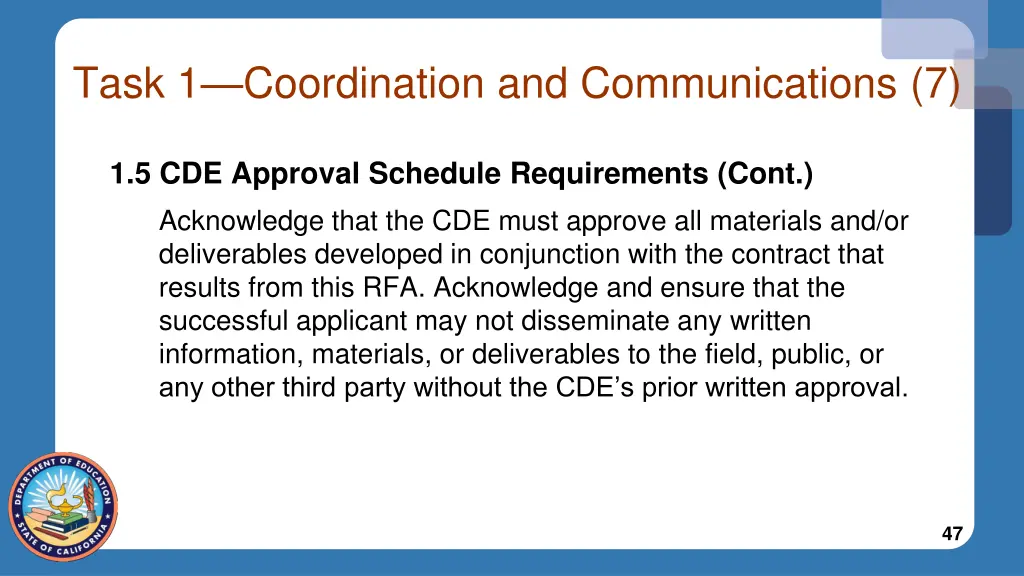 task 1 coordination and communications 7