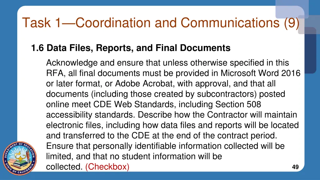 task 1 coordination and communications 9