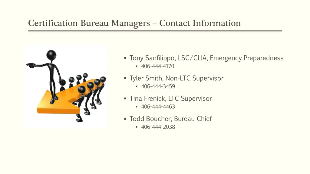 certification bureau managers contact information
